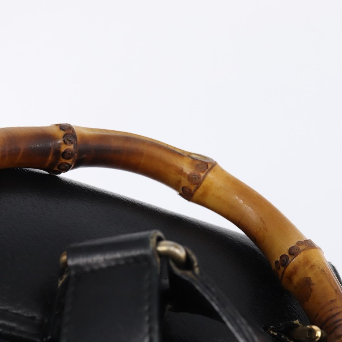 GUCCI Bamboo Backpack Leather Navy Gold 003 2058 0016 Auth gh884