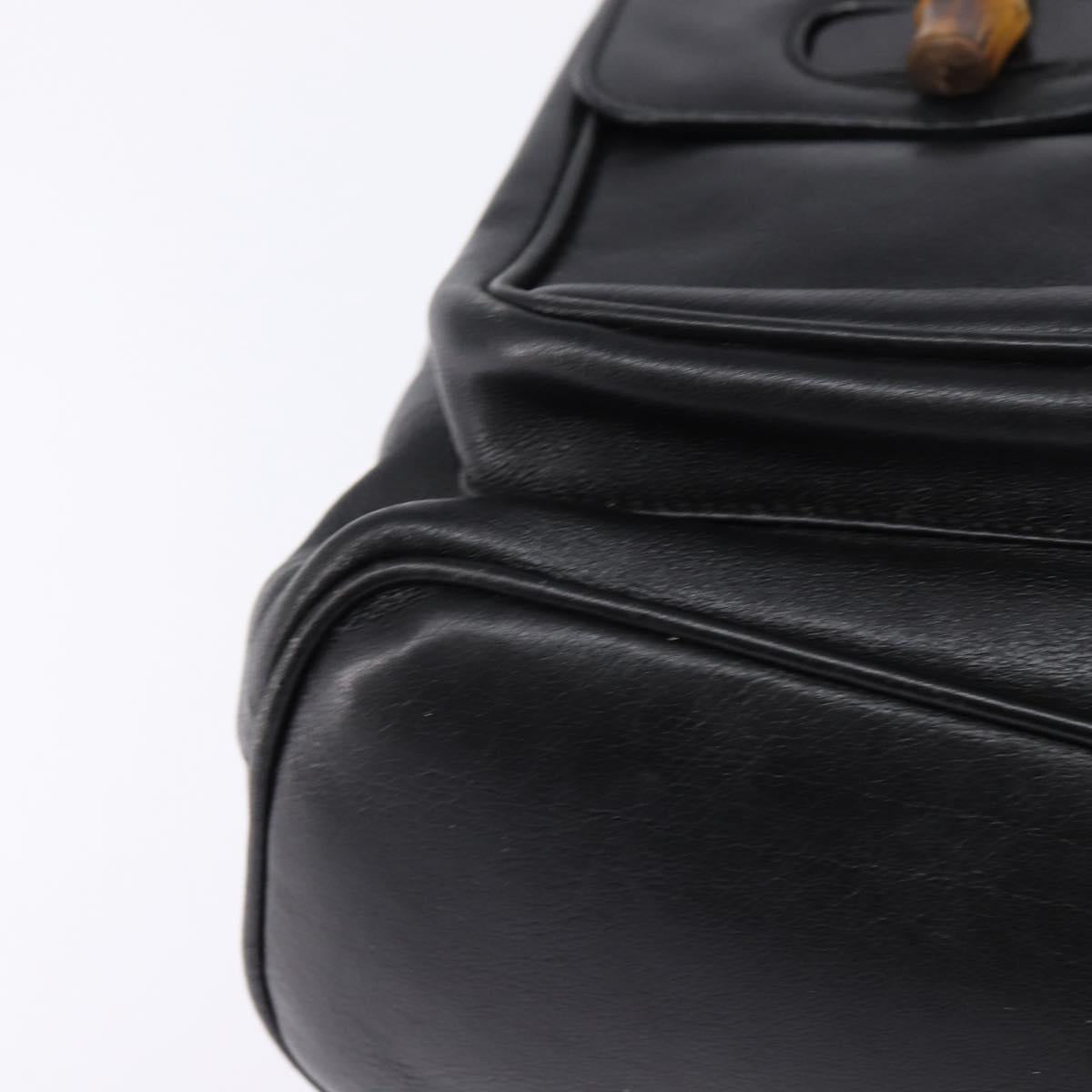 GUCCI Bamboo Backpack Leather Black Gold 003 1118 0016 Auth gh885