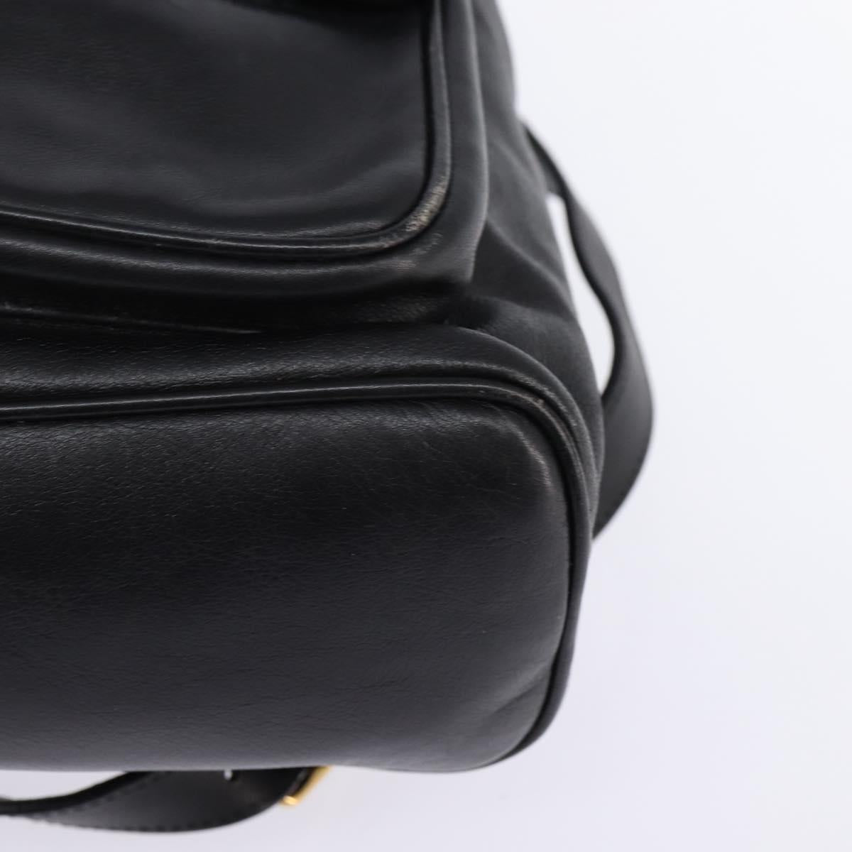 GUCCI Bamboo Backpack Leather Black Gold 003 1118 0016 Auth gh885