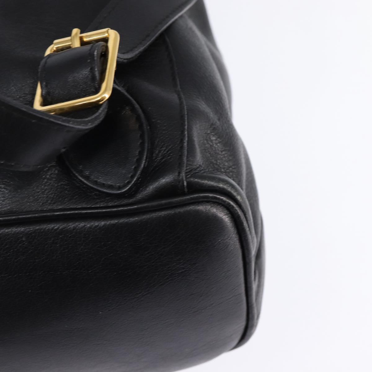 GUCCI Bamboo Backpack Leather Black Gold 003 1118 0016 Auth gh885