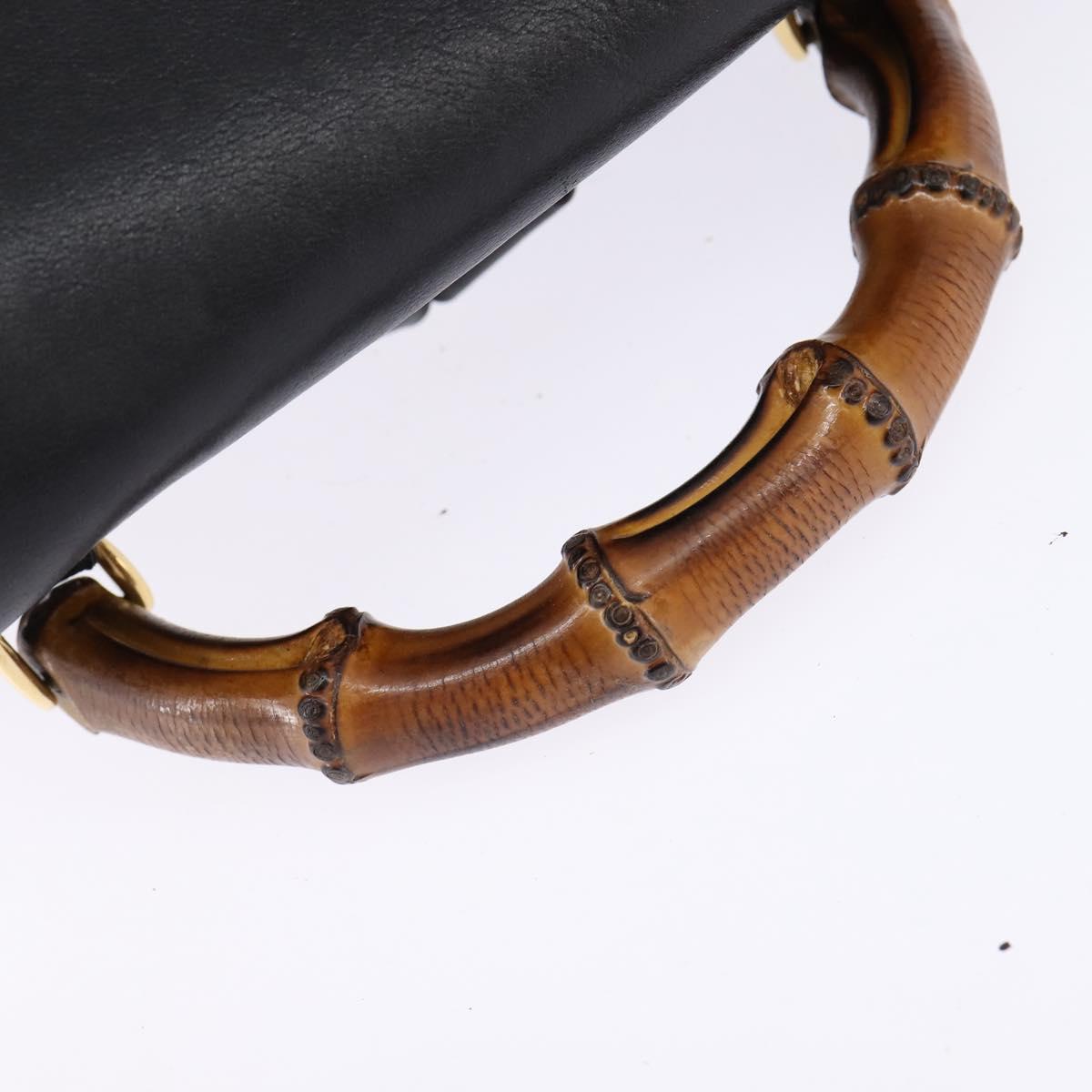 GUCCI Bamboo Backpack Leather Black Gold 003 1118 0016 Auth gh885
