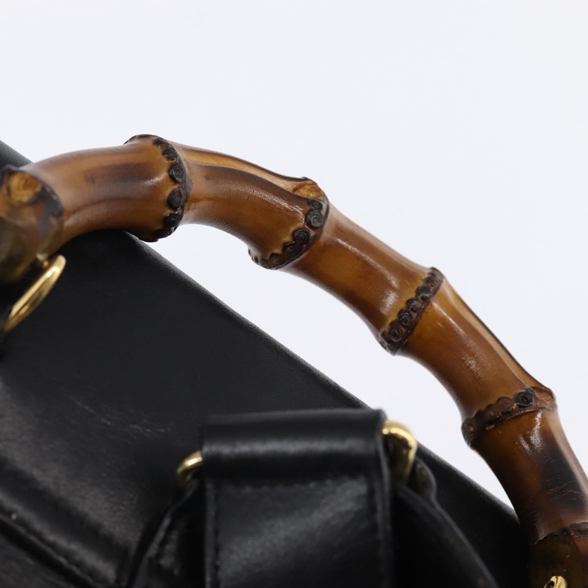 GUCCI Bamboo Backpack Leather Black Gold 003 1118 0016 Auth gh885
