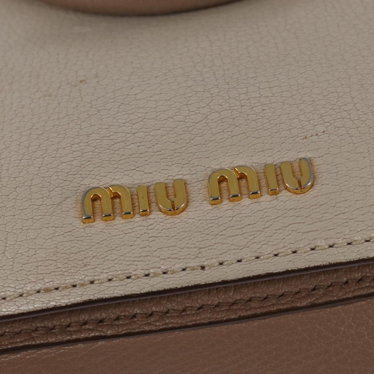 Miu Miu Hand Bag Leather 2way Beige Gold Auth gh888