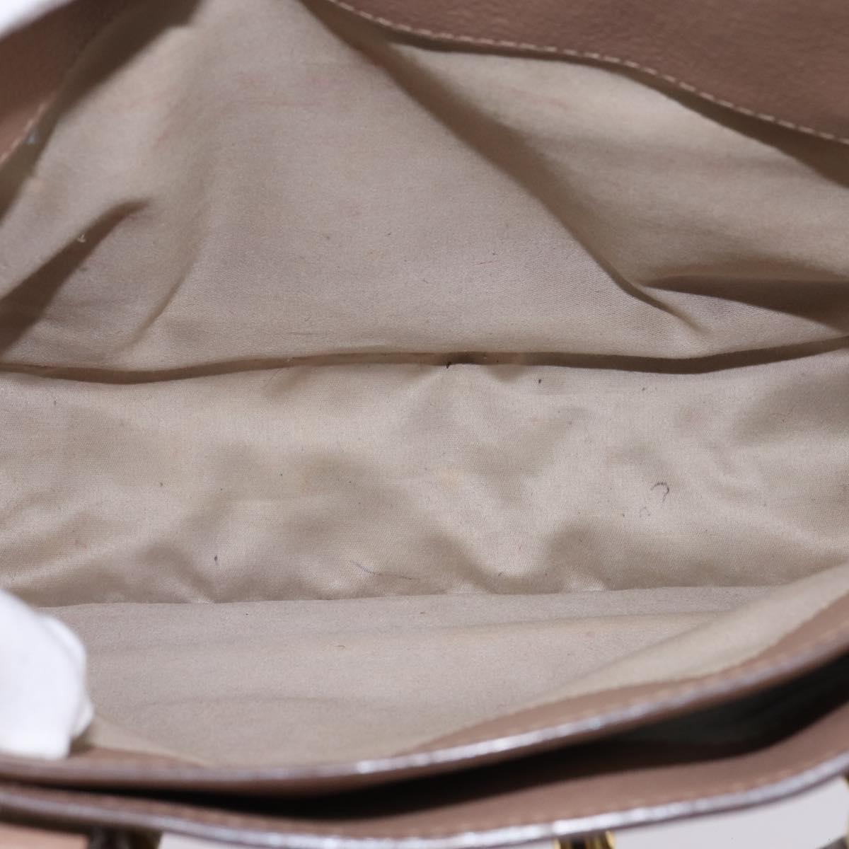 Miu Miu Hand Bag Leather 2way Beige Gold Auth gh888