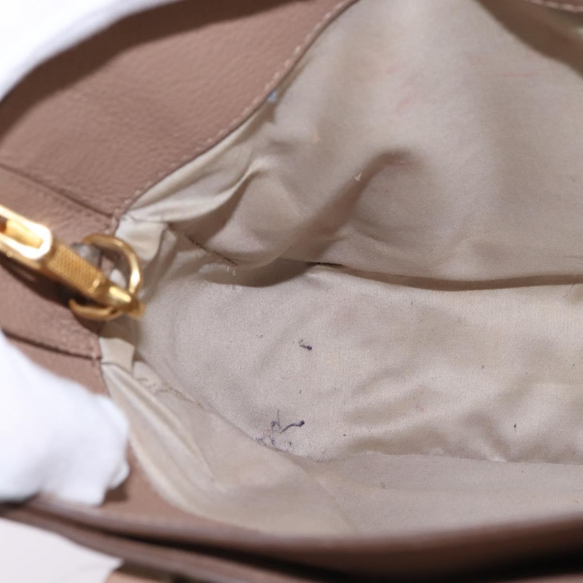 Miu Miu Hand Bag Leather 2way Beige Gold Auth gh888