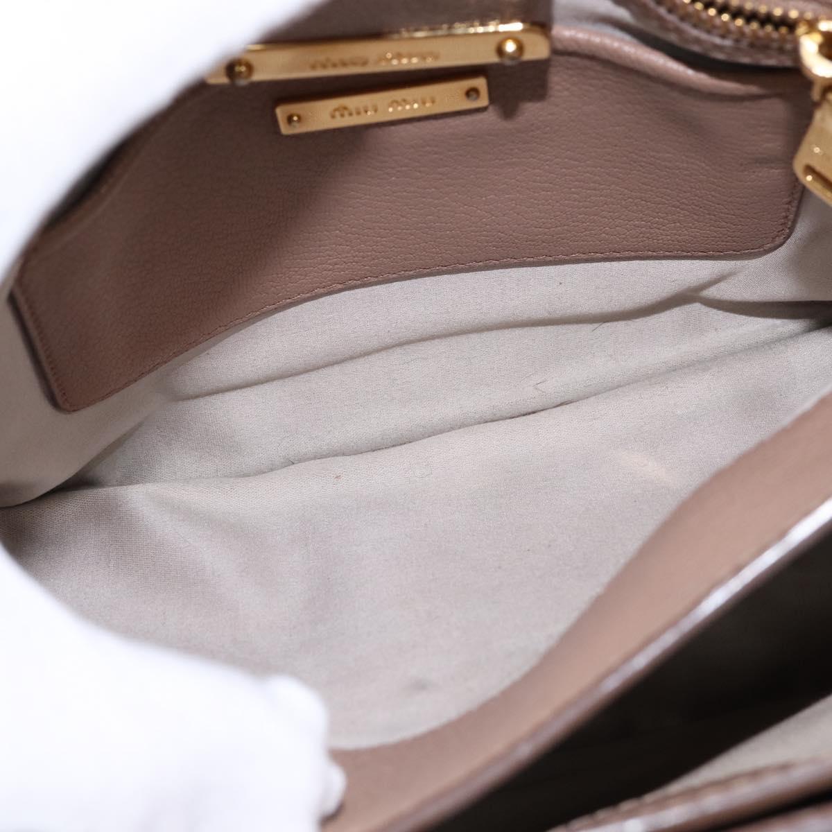 Miu Miu Hand Bag Leather 2way Beige Gold Auth gh888
