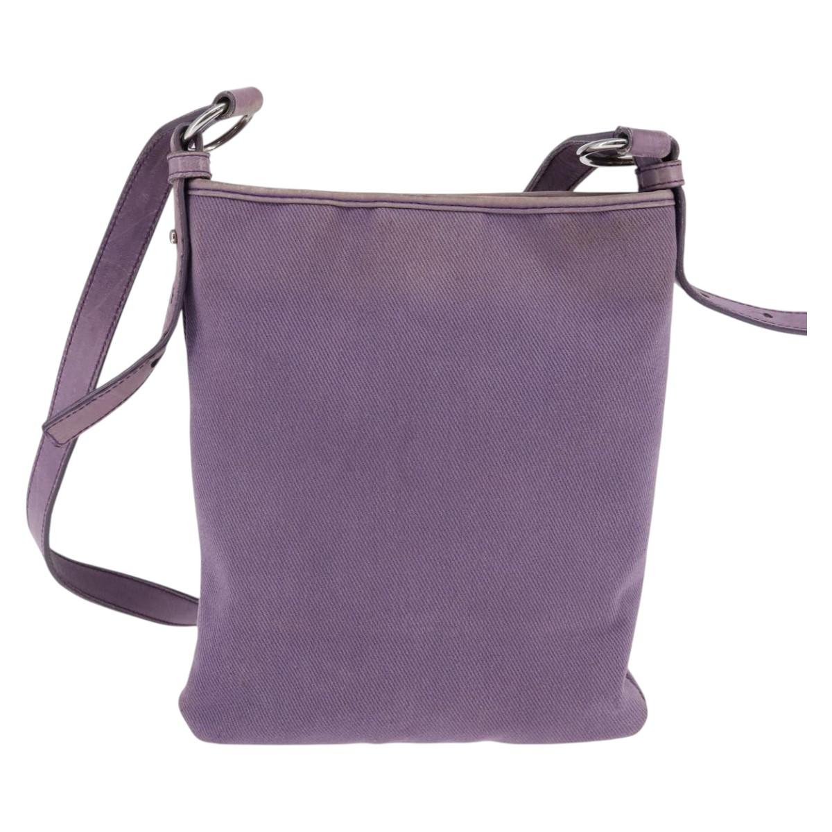 SAINT LAURENT Kahala Shoulder Bag Canvas Purple Silver Auth gh889