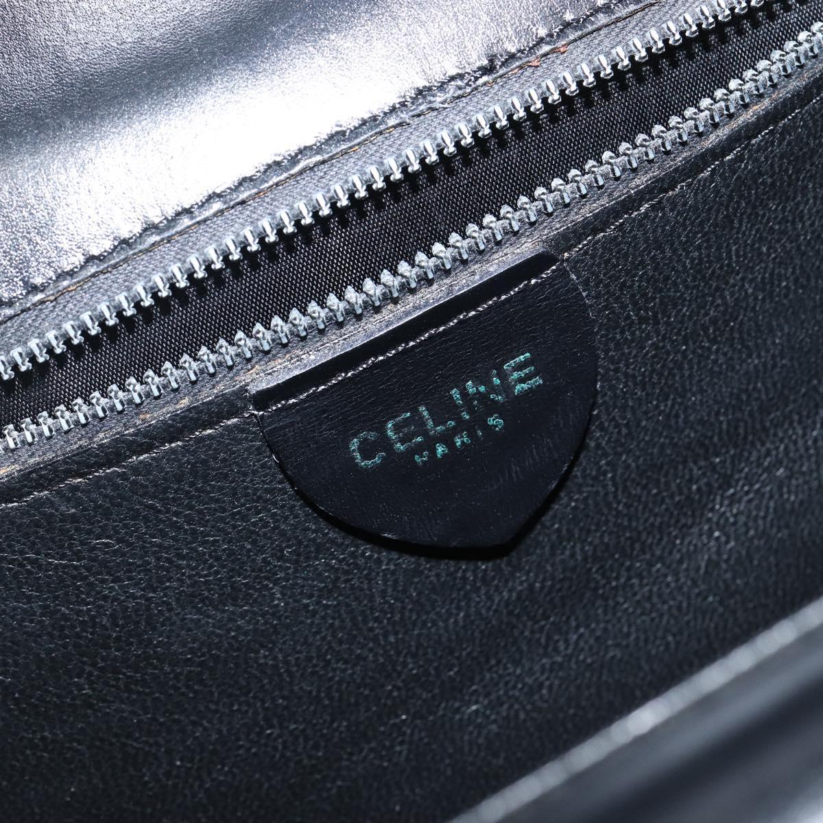 CELINE Hand Bag Leather Black Gold Auth gh890