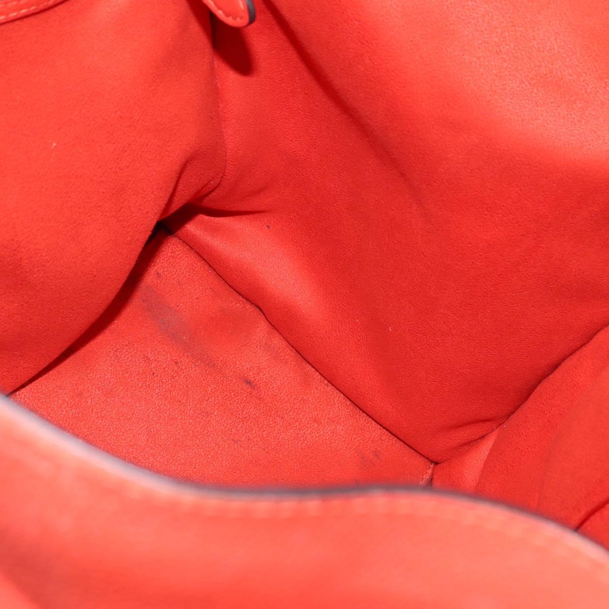 CELINE Luggage Hand Bag Leather 2way Orange Silver Auth gh891