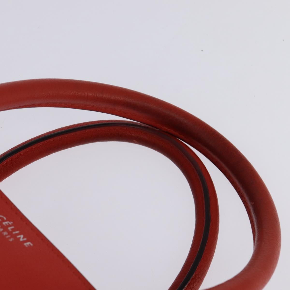 CELINE Luggage Hand Bag Leather 2way Orange Silver Auth gh891