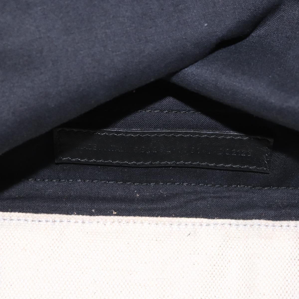 BALENCIAGA Navy Cabas M Bag Canvas Leather White Black Silver 581292 Auth gh894