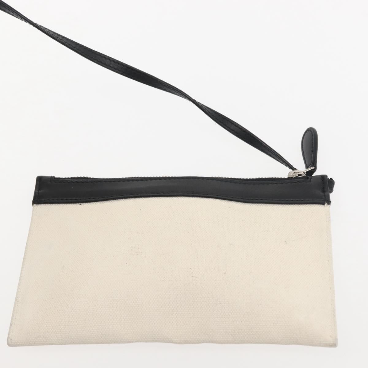 BALENCIAGA Navy Cabas M Bag Canvas Leather White Black Silver 581292 Auth gh894