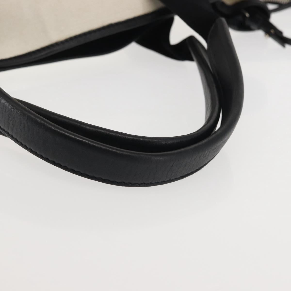 BALENCIAGA Navy Cabas M Bag Canvas Leather White Black Silver 581292 Auth gh894