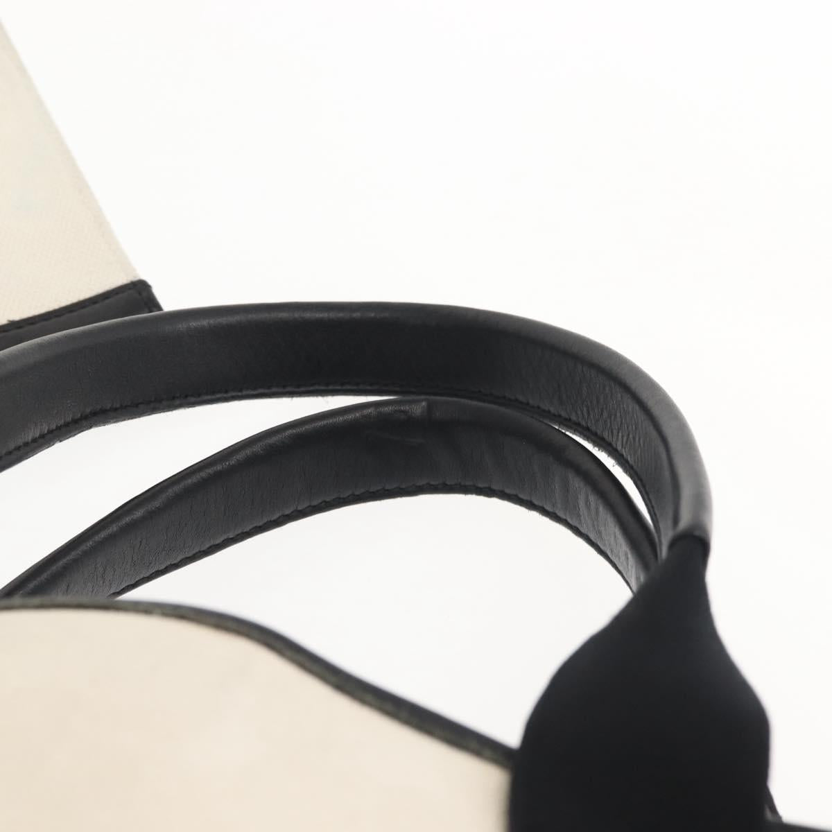 BALENCIAGA Navy Cabas M Bag Canvas Leather White Black Silver 581292 Auth gh894