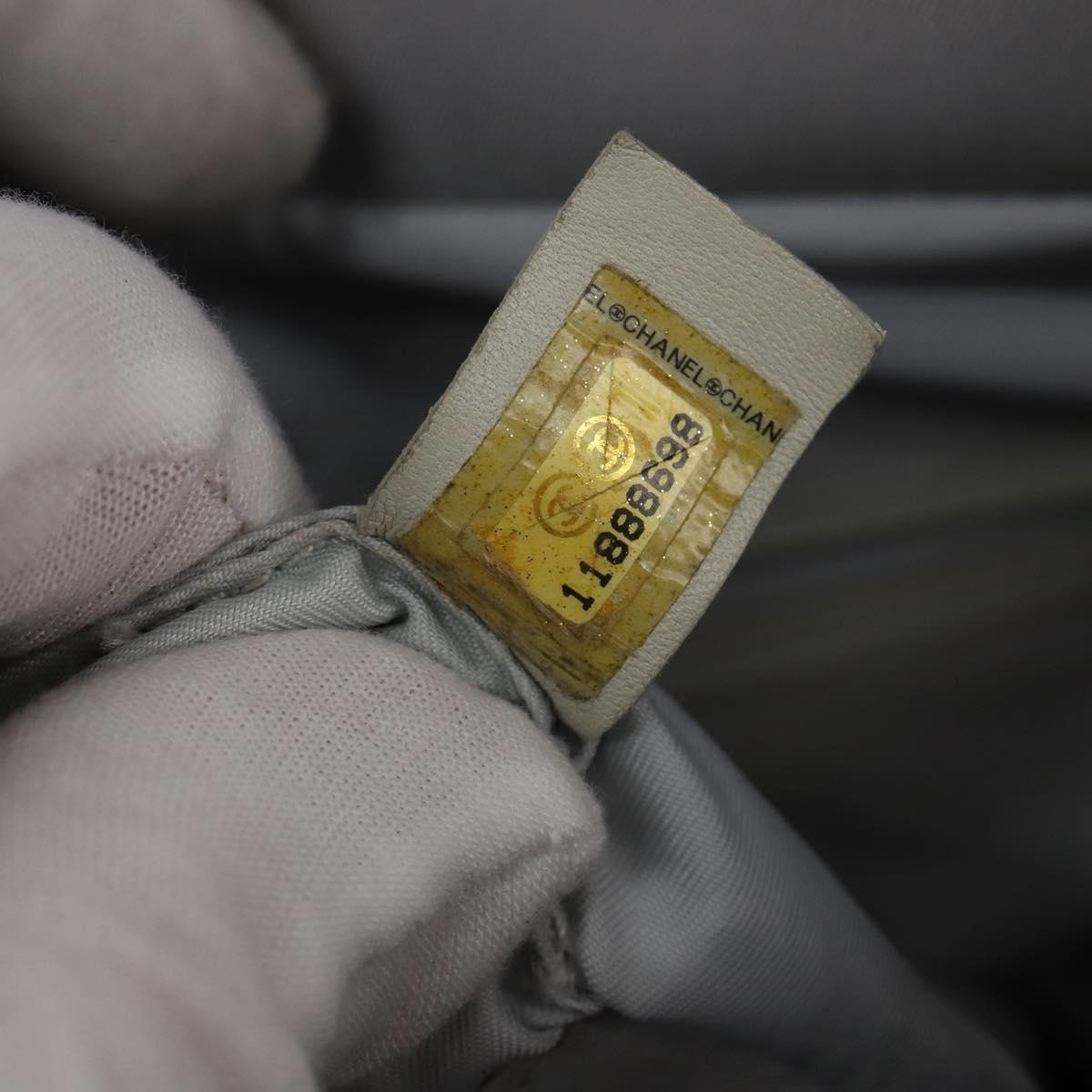 CHANEL Paris Biarritz Tote Tote Bag Coated Canvas Silver CC Auth gh895