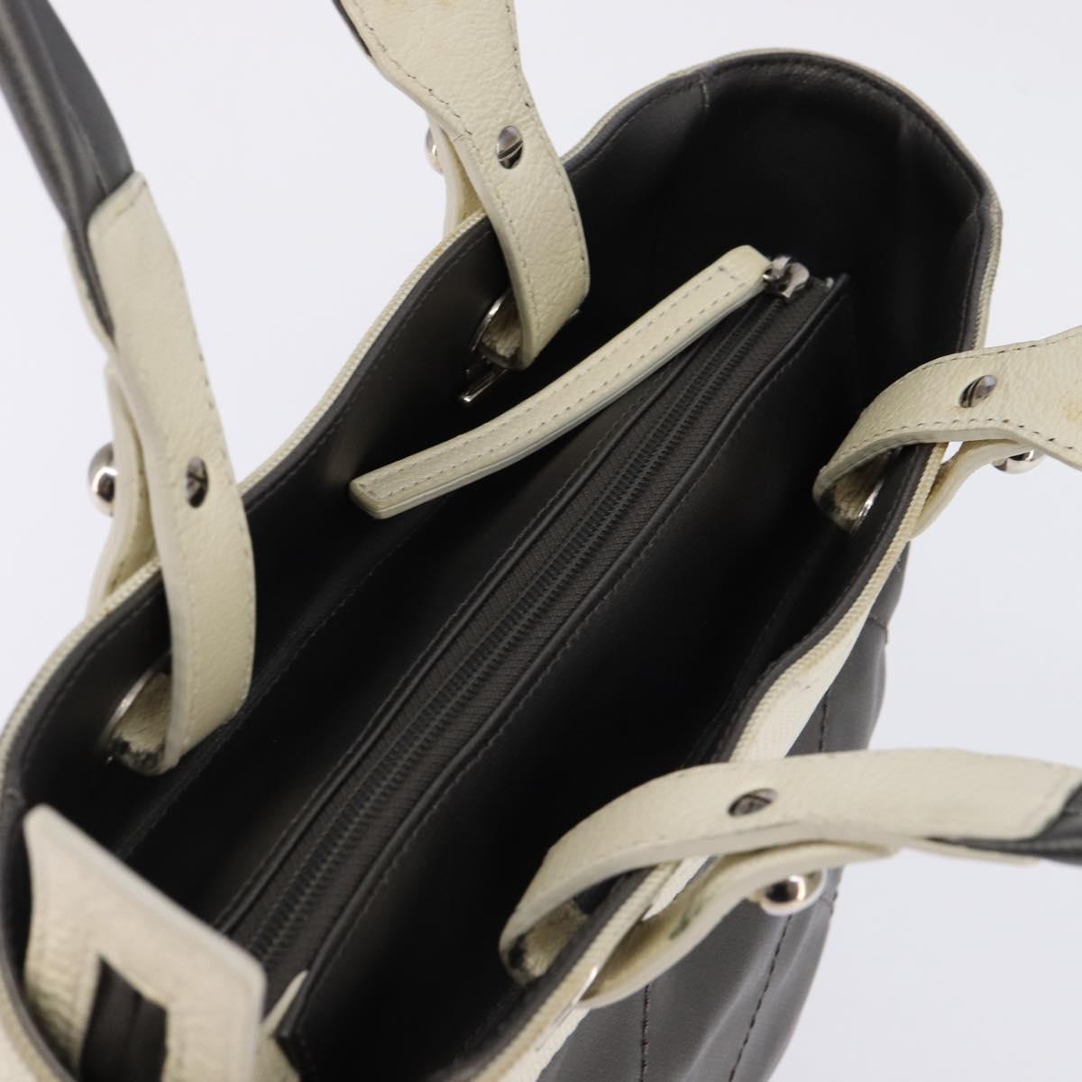 CHANEL Paris Biarritz Tote Tote Bag Coated Canvas Silver CC Auth gh895