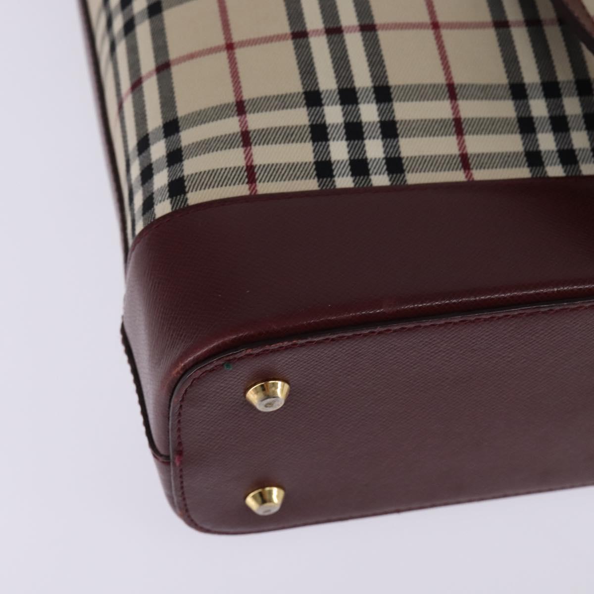 BURBERRY Nova Check Tote Bag Canvas Leather Beige Gold Auth gh896