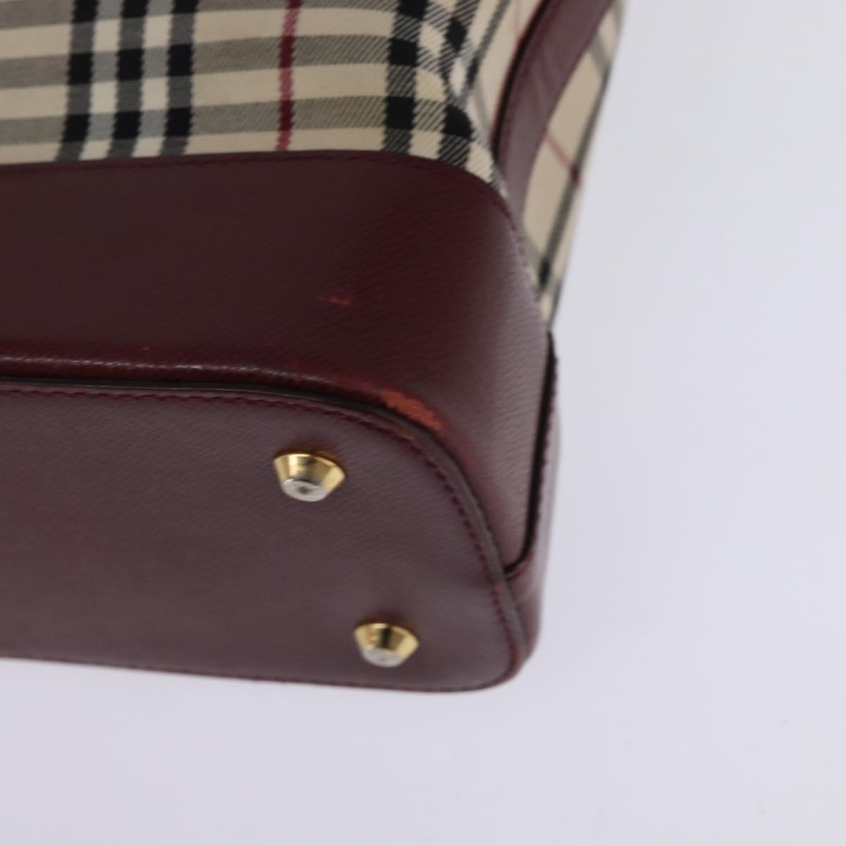 BURBERRY Nova Check Tote Bag Canvas Leather Beige Gold Auth gh896