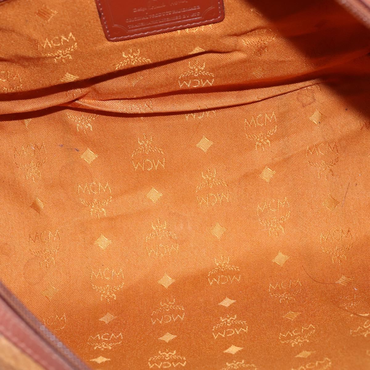 MCM Logogram Vicetos Boston Bag PVC Leather Brown Gold Auth gh902