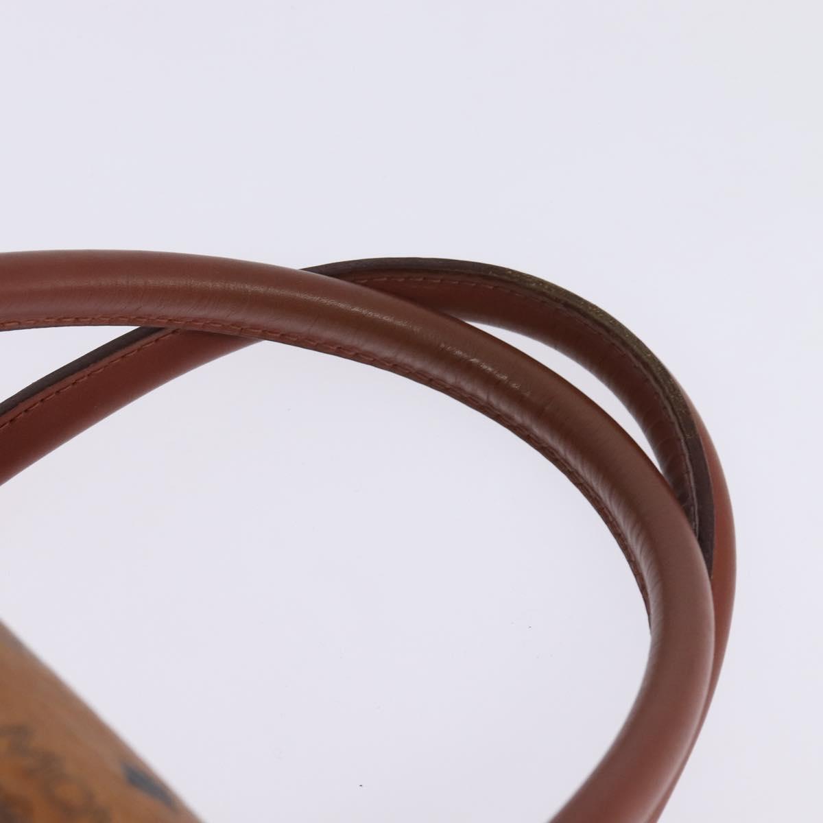 MCM Logogram Vicetos Boston Bag PVC Leather Brown Gold Auth gh902