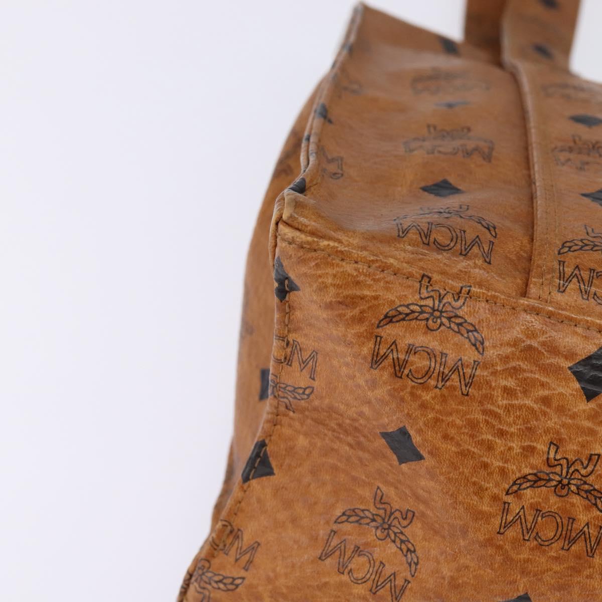 MCM Logogram Vicetos Tote Bag PVC Leather Brown Gold Auth gh903