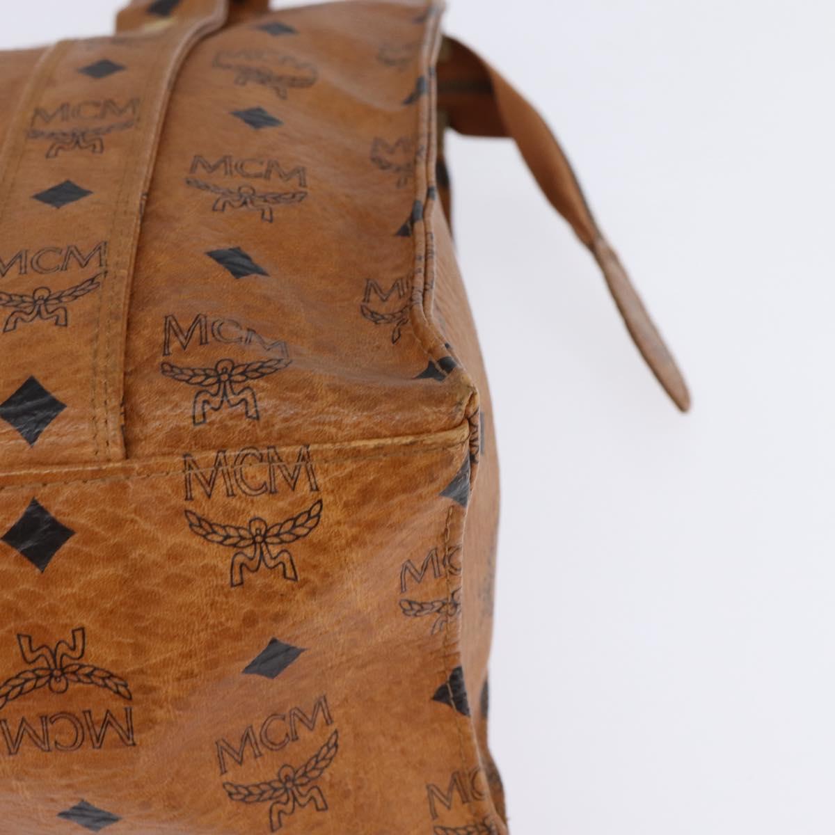 MCM Logogram Vicetos Tote Bag PVC Leather Brown Gold Auth gh903