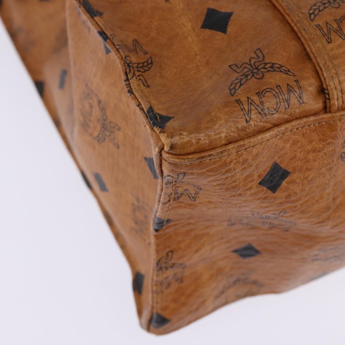 MCM Logogram Vicetos Tote Bag PVC Leather Brown Gold Auth gh903