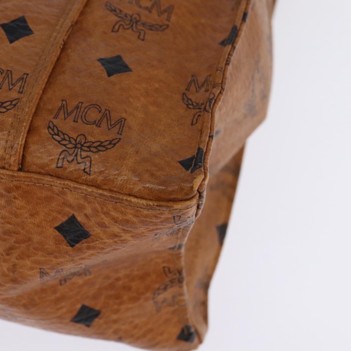 MCM Logogram Vicetos Tote Bag PVC Leather Brown Gold Auth gh903