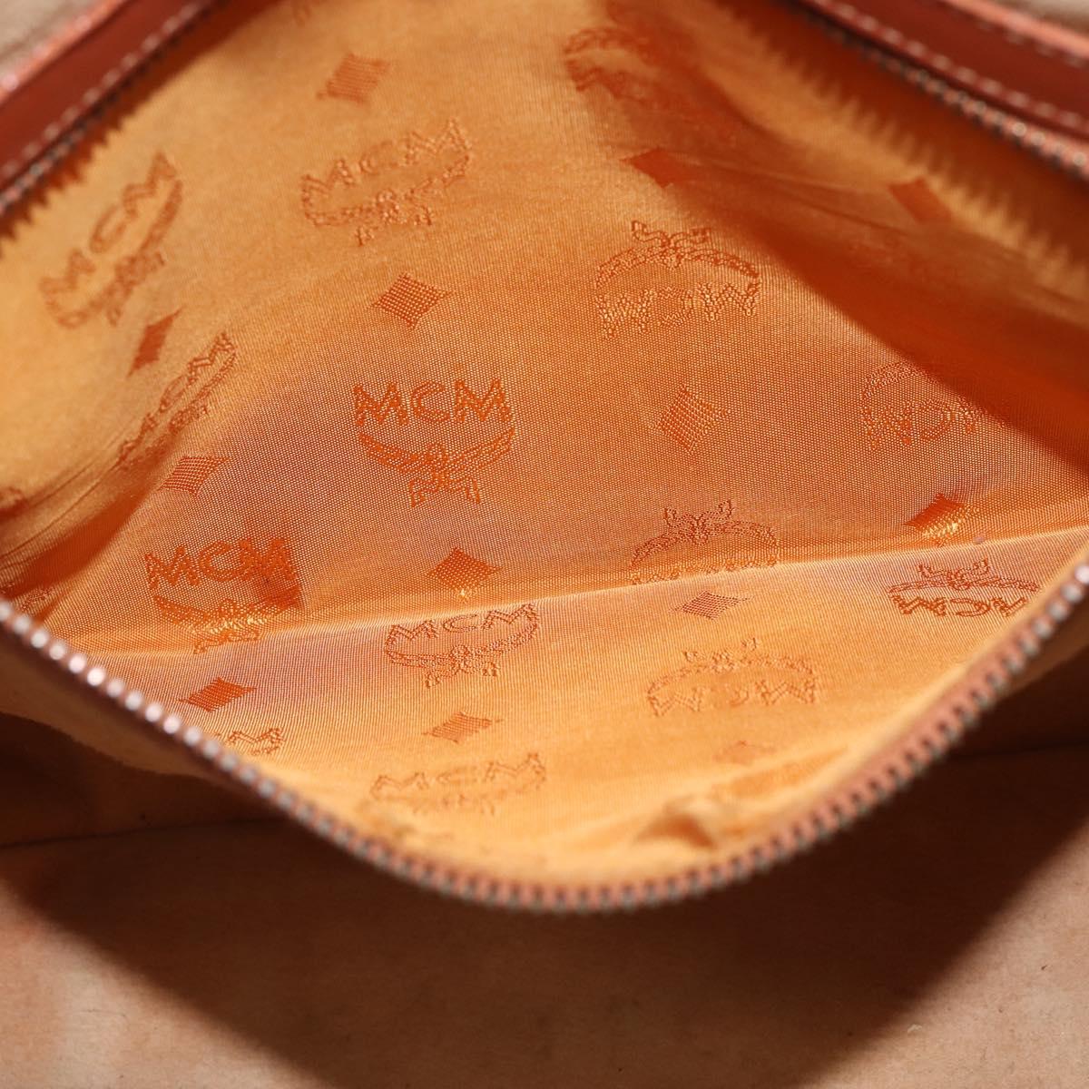 MCM Logogram Vicetos Tote Bag PVC Leather Brown Gold Auth gh903