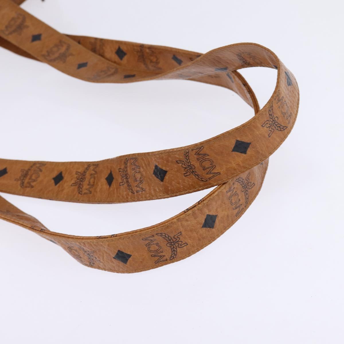 MCM Logogram Vicetos Tote Bag PVC Leather Brown Gold Auth gh903