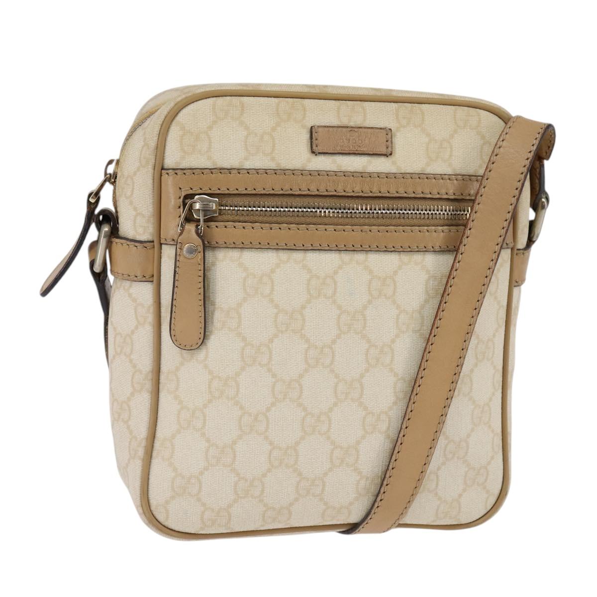 GUCCI GG Supreme Shoulder Bag PVC Beige Gold 233268 Auth gh908