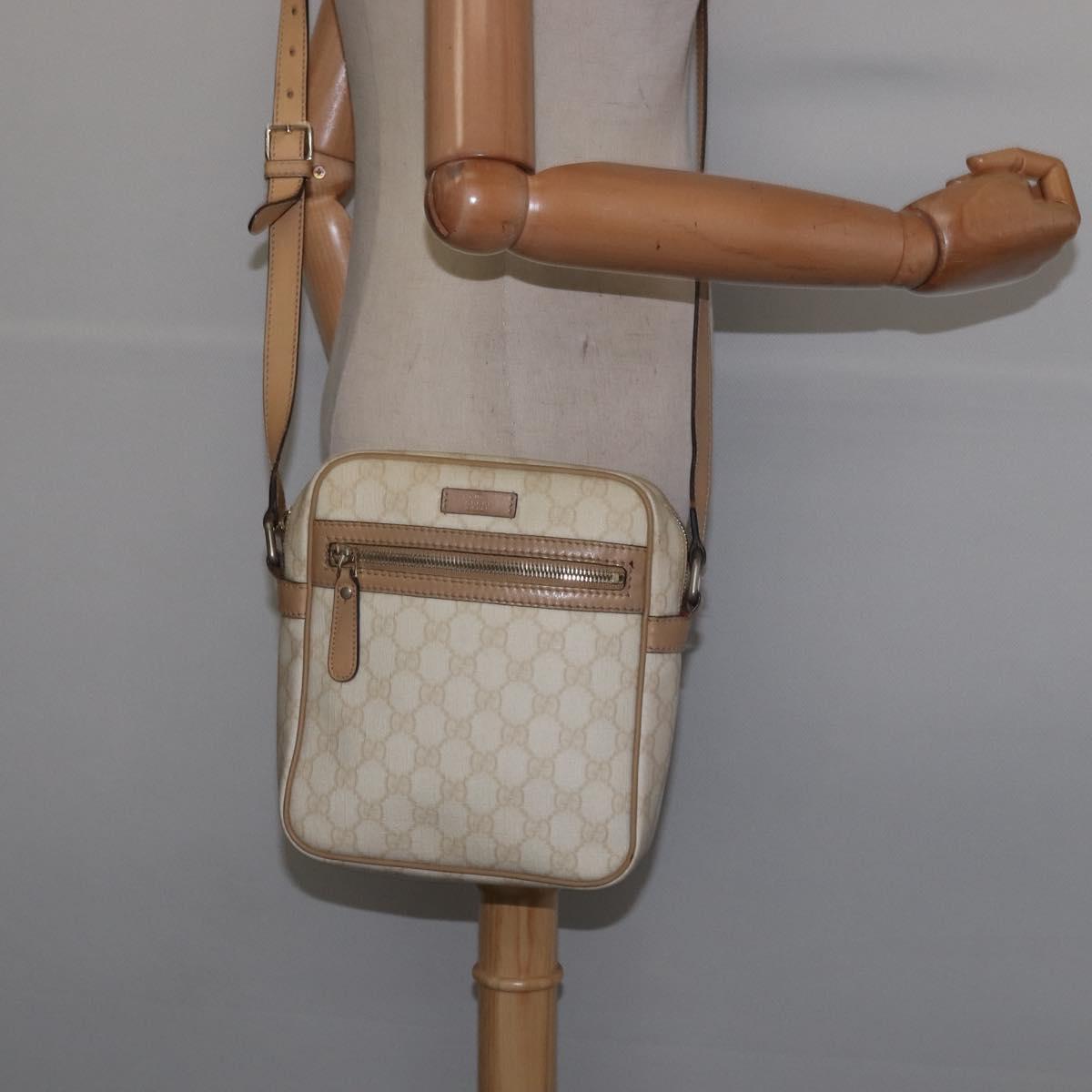 GUCCI GG Supreme Shoulder Bag PVC Beige Gold 233268 Auth gh908