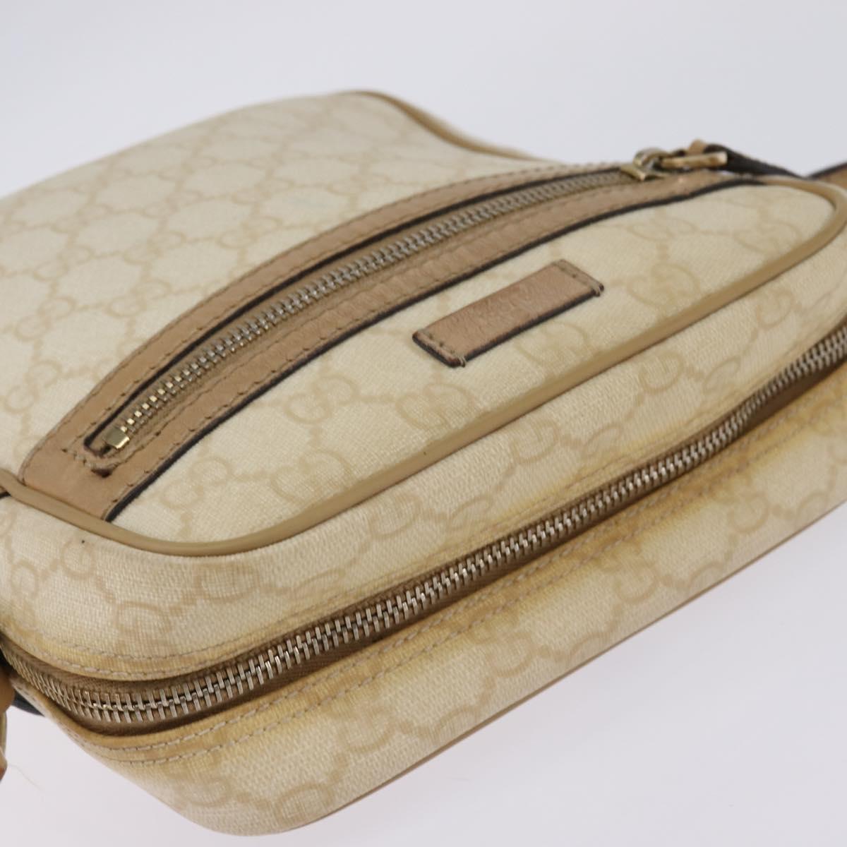 GUCCI GG Supreme Shoulder Bag PVC Beige Gold 233268 Auth gh908