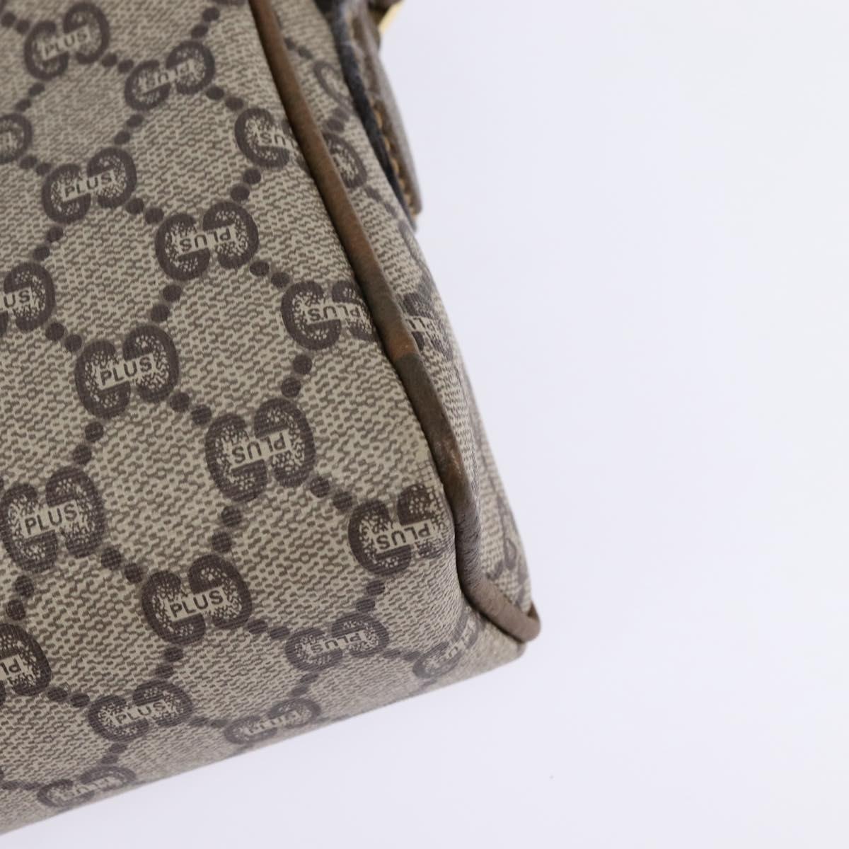 GUCCI GG Plus Supreme Web Sherry Line Shoulder Bag PVC Beige Gold Auth gh909