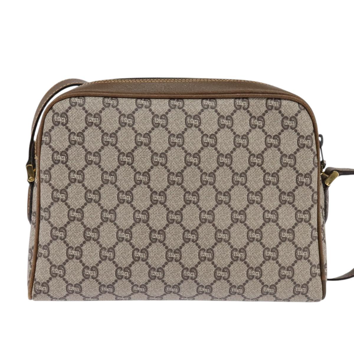 GUCCI GG Plus Supreme Web Sherry Line Shoulder Bag PVC Beige Gold Auth gh909