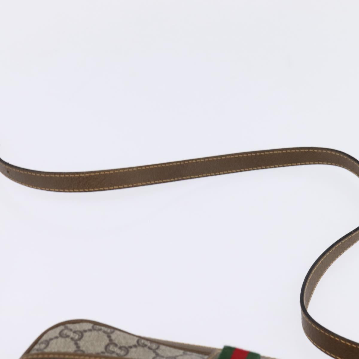 GUCCI GG Plus Supreme Web Sherry Line Shoulder Bag PVC Beige Gold Auth gh909