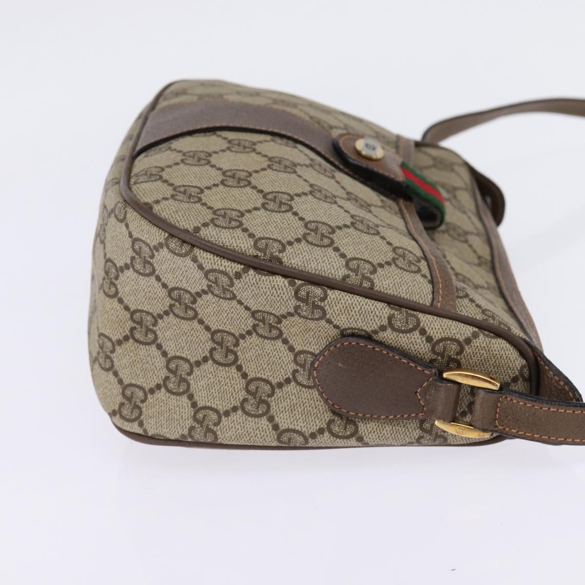 GUCCI GG Supreme Web Sherry Line Shoulder Bag PVC Beige 89 02 032 Auth gh910