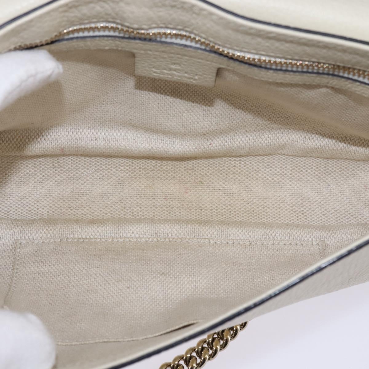 GUCCI Soho Chain Shoulder Bag Leather Beige Gold 336752 Auth gh913