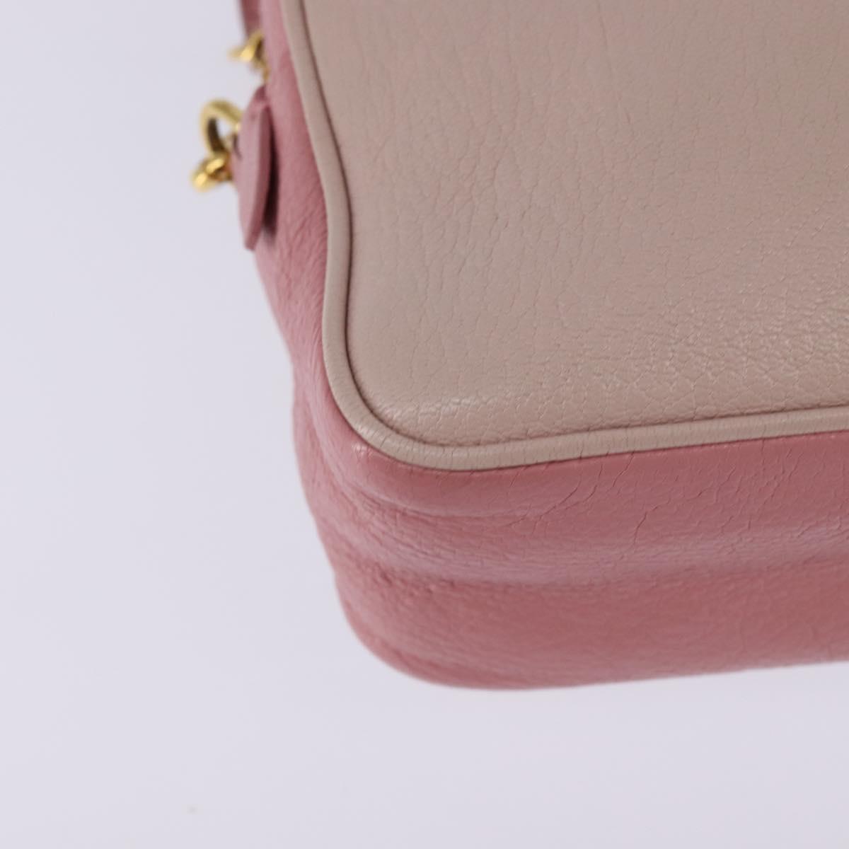Miu Miu Madras Shoulder Bag Leather Pink Gold Auth gh914