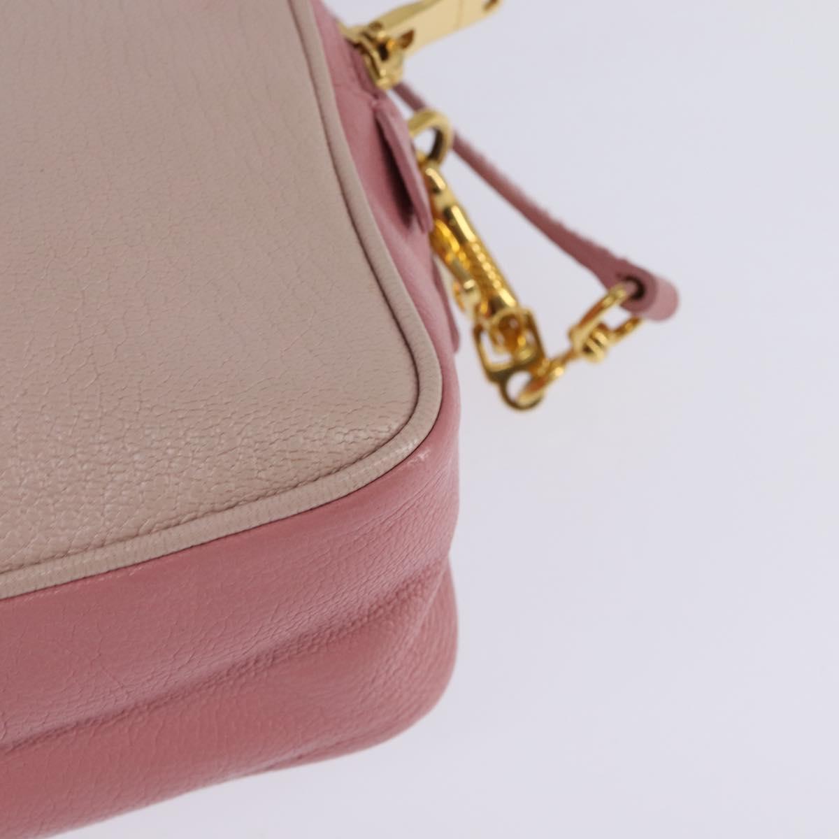 Miu Miu Madras Shoulder Bag Leather Pink Gold Auth gh914