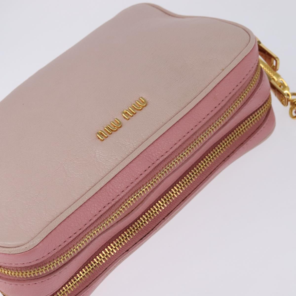 Miu Miu Madras Shoulder Bag Leather Pink Gold Auth gh914