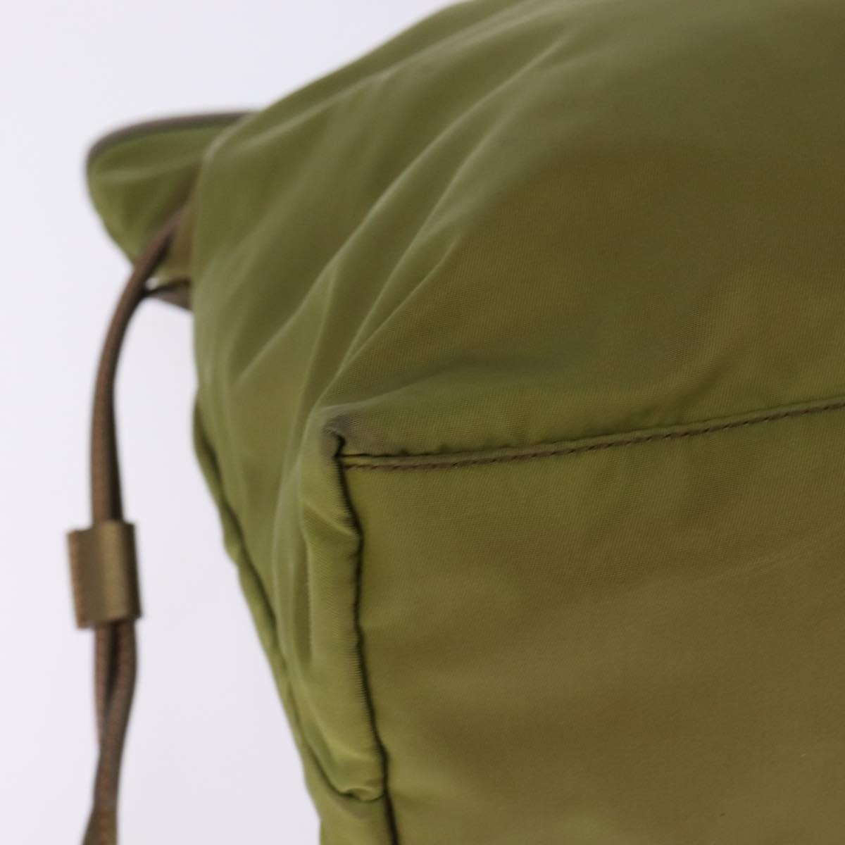PRADA Tote Bag Nylon Khaki Gold Auth gh915