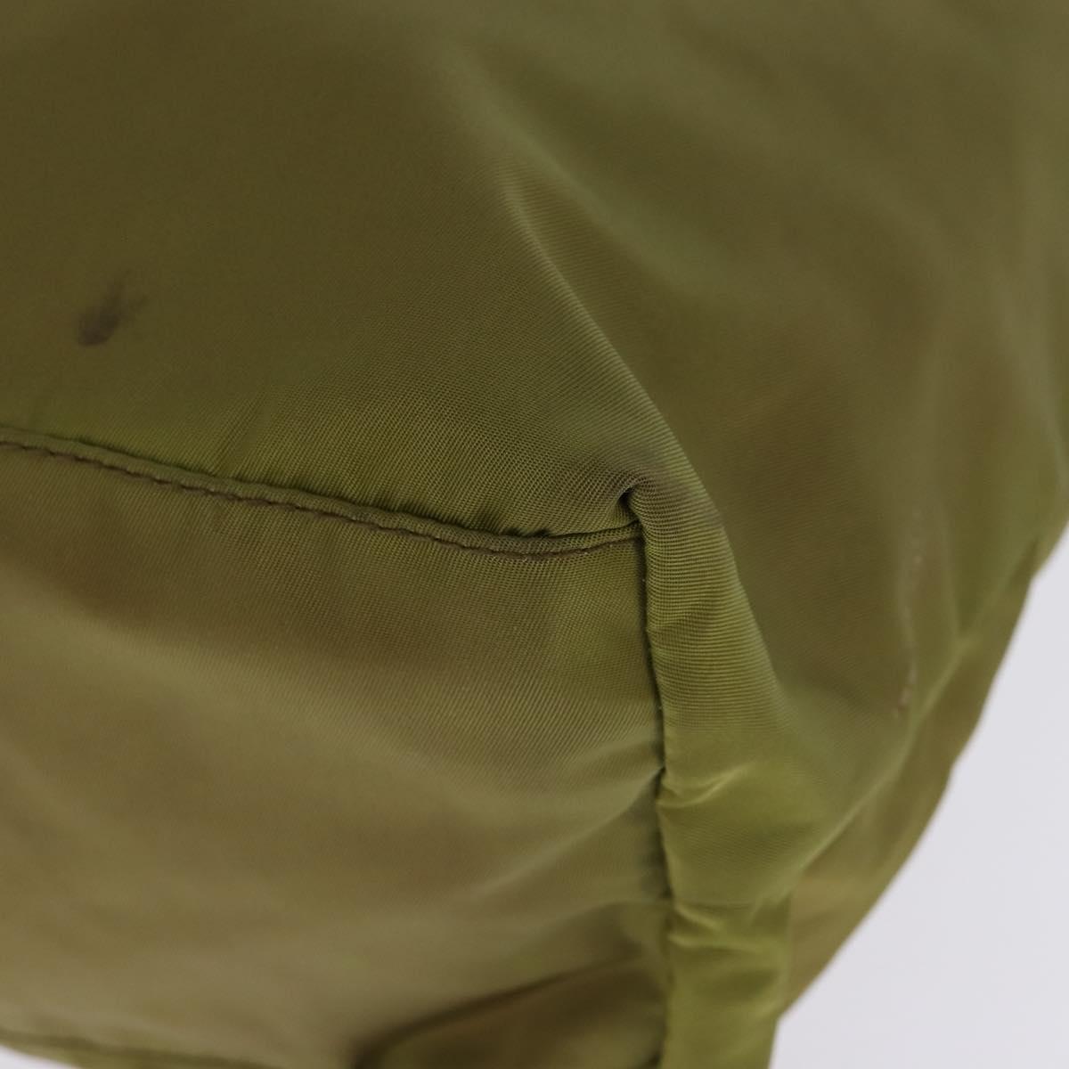 PRADA Tote Bag Nylon Khaki Gold Auth gh915