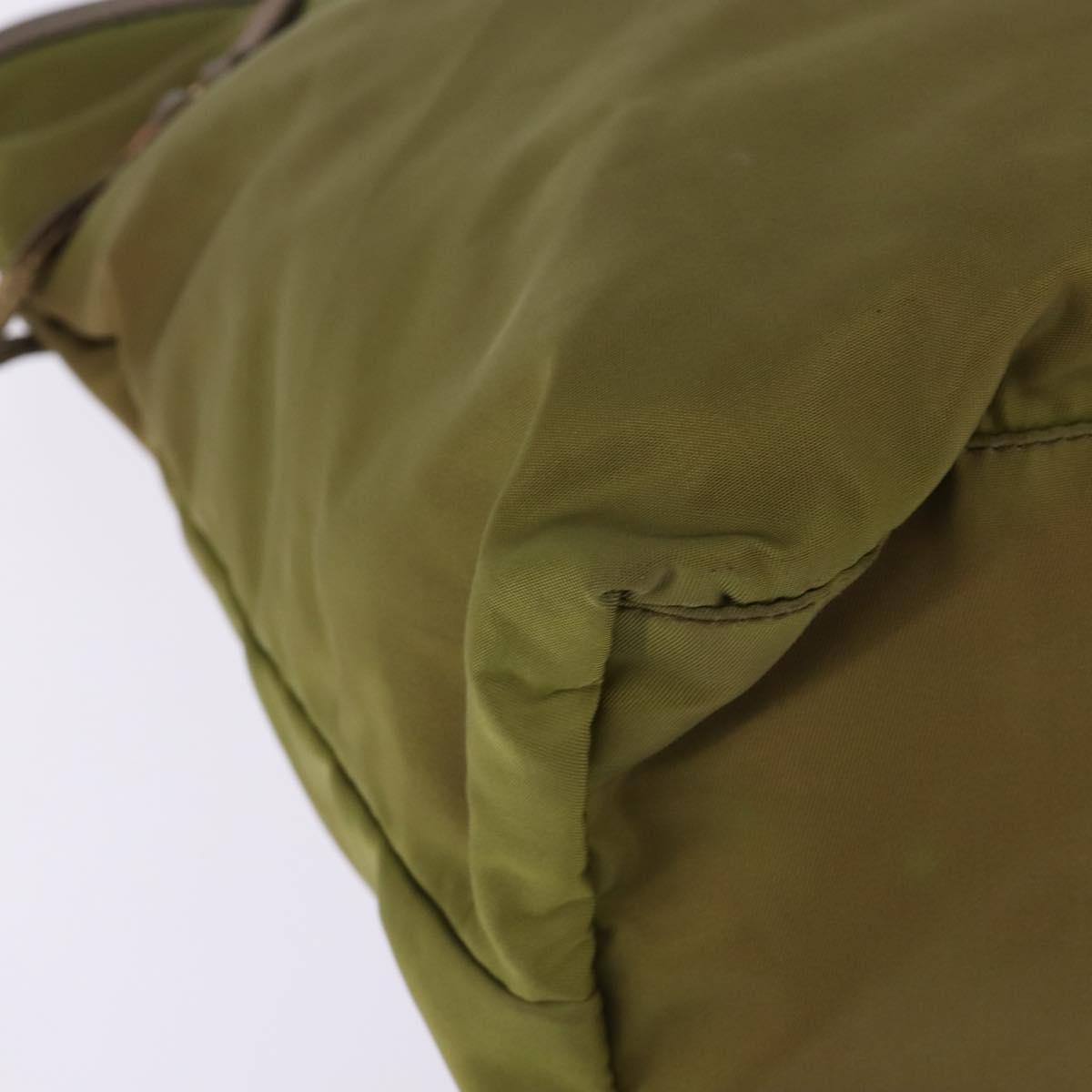 PRADA Tote Bag Nylon Khaki Gold Auth gh915