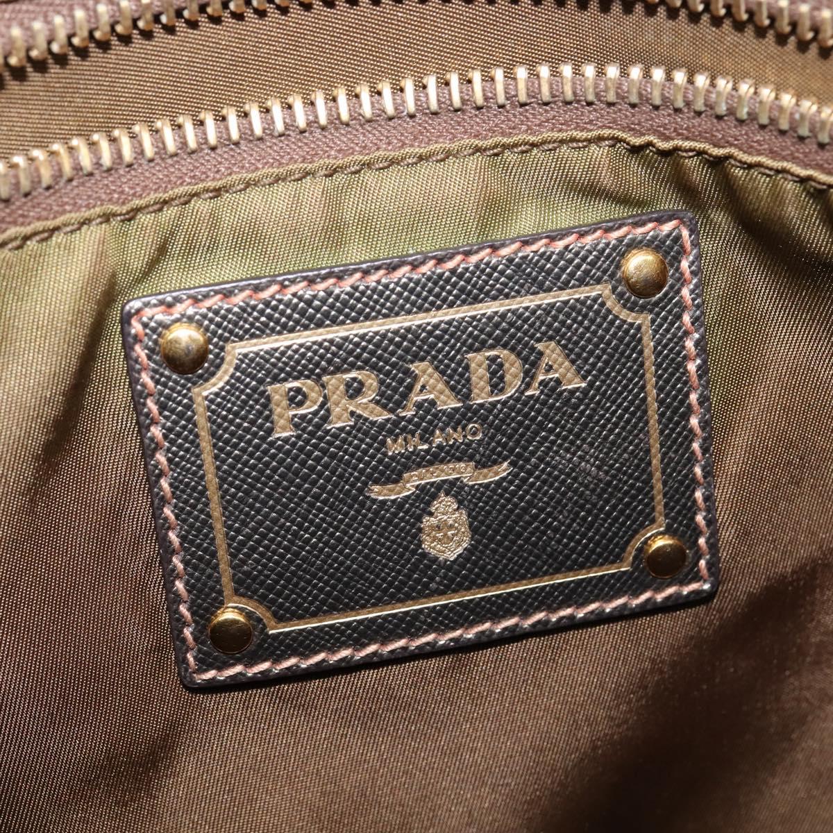 PRADA Tote Bag Nylon Khaki Gold Auth gh915