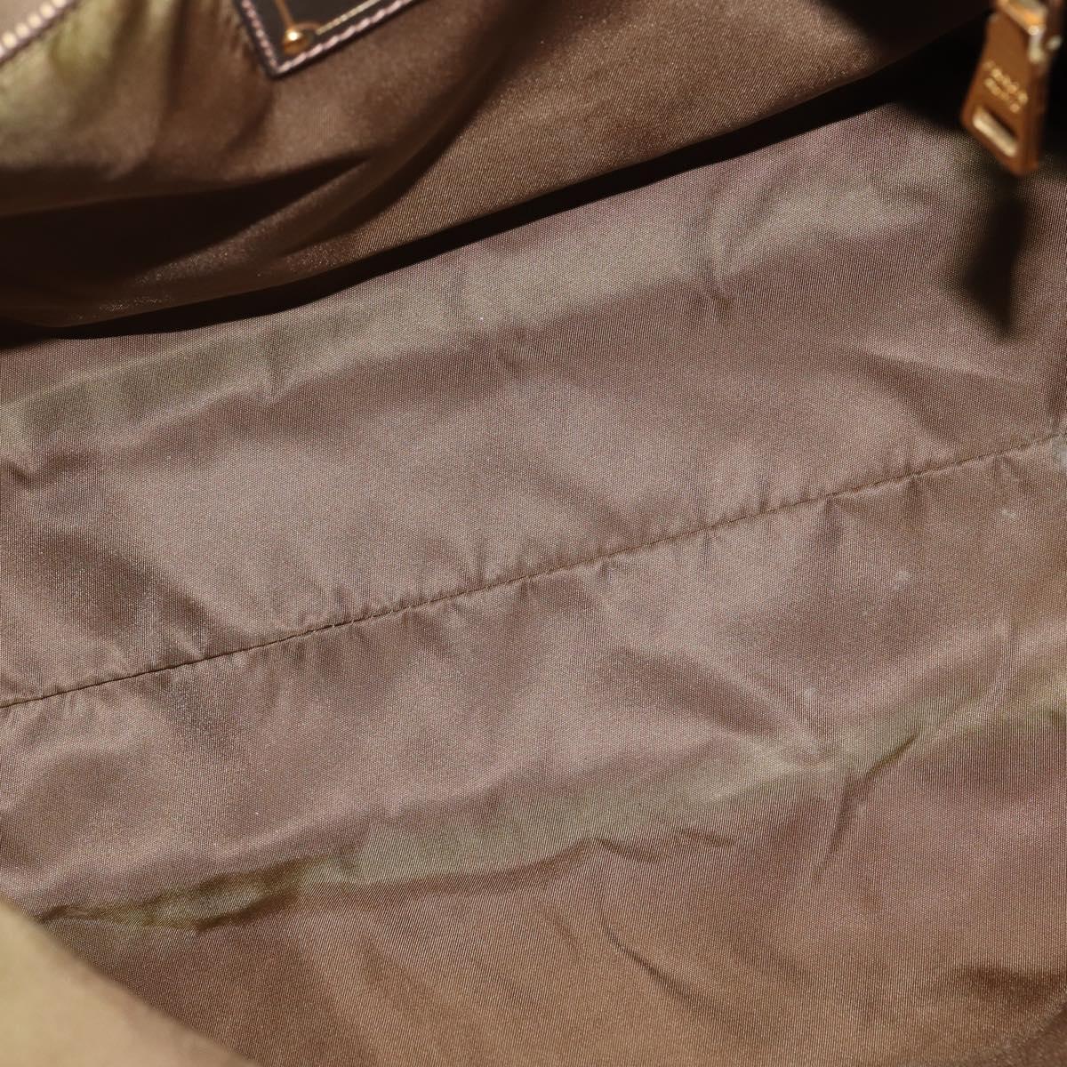 PRADA Tote Bag Nylon Khaki Gold Auth gh915