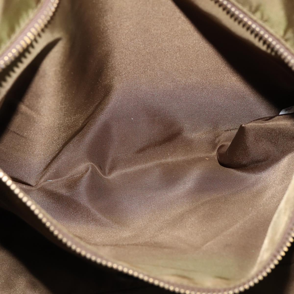 PRADA Tote Bag Nylon Khaki Gold Auth gh915