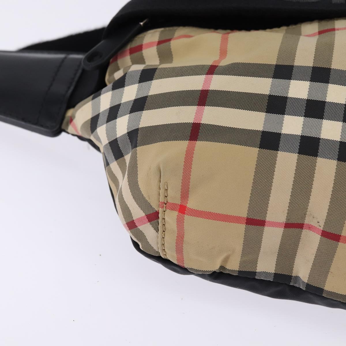 BURBERRY Nova Check Waist bag Nylon Beige Silver Auth gh918