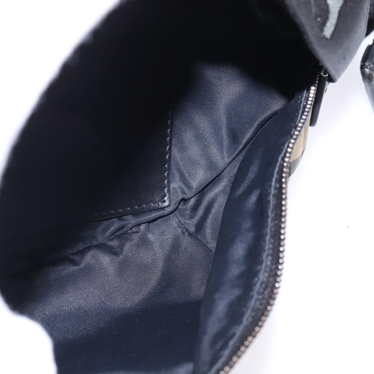 BURBERRY Nova Check Waist bag Nylon Beige Silver Auth gh918