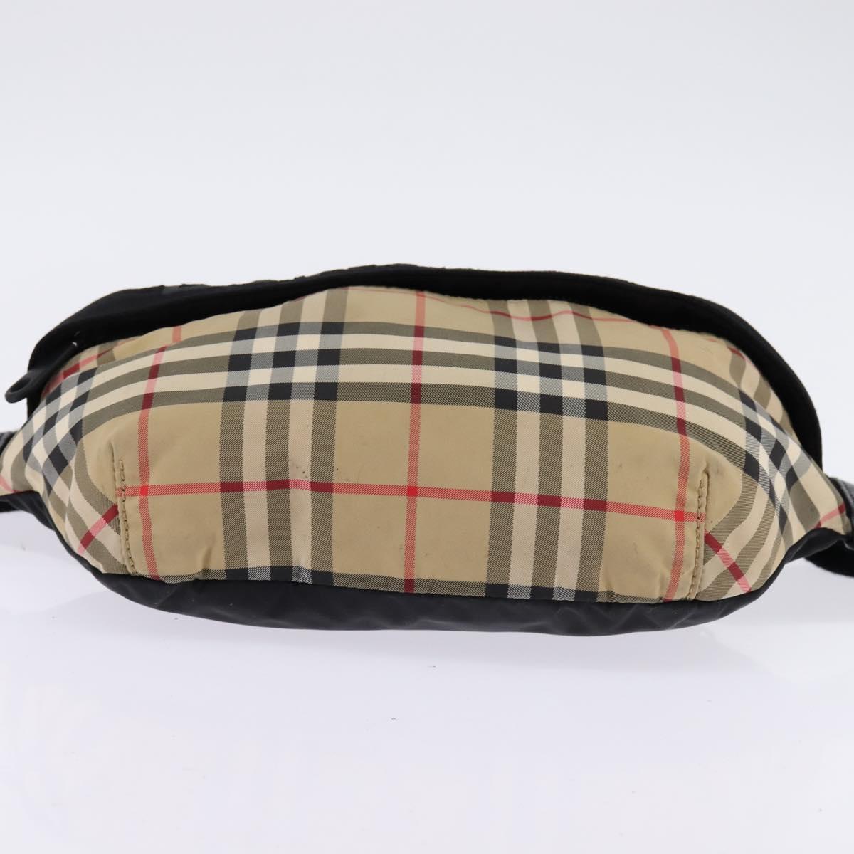 BURBERRY Nova Check Waist bag Nylon Beige Silver Auth gh918